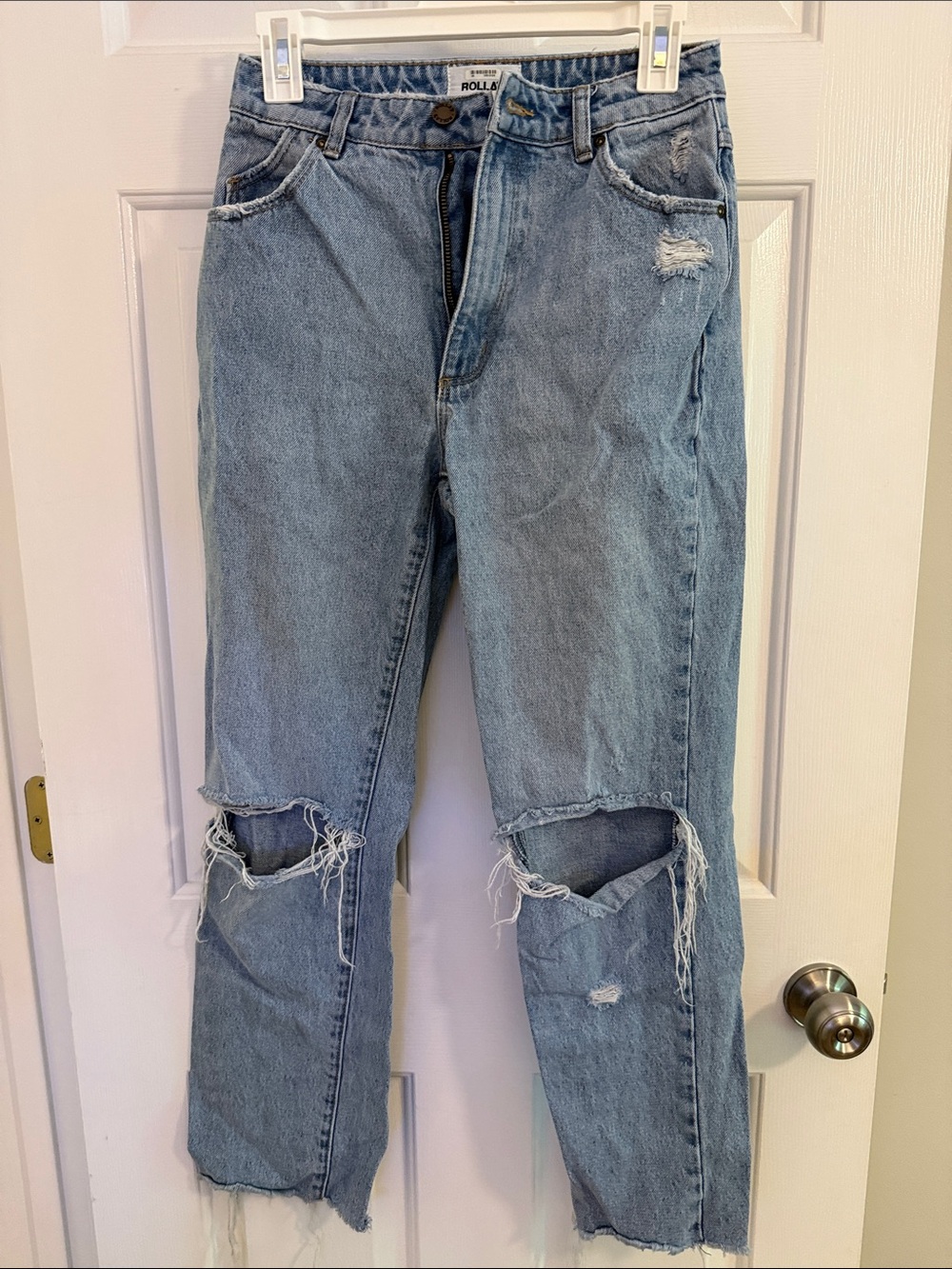 ROLLA'S Faded Light Blue Distressed Boyfriend Jeans